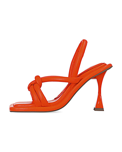 360 degree animation of product Orange padded heeled sandals frame-3