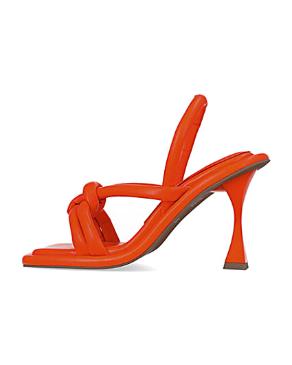 360 degree animation of product Orange padded heeled sandals frame-4