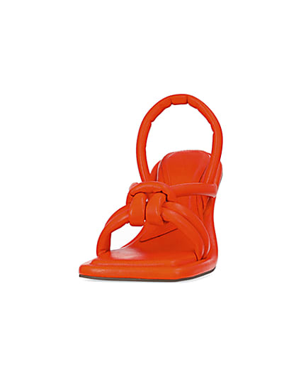 360 degree animation of product Orange padded heeled sandals frame-22