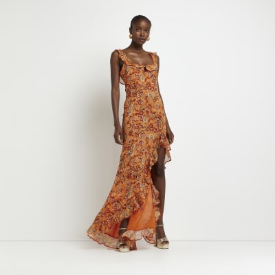 River island store orange maxi dress