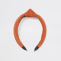 Orange plisse knot headband