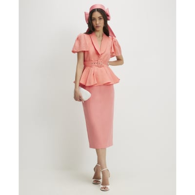 open lace back dress STRUCTURED OPEN SHOULDER MIDI DRESS  David Koma