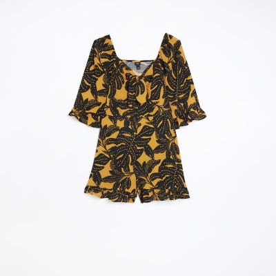 Orange print playsuit