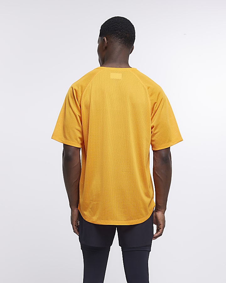 Orange prolific regular fit mesh t-shirt