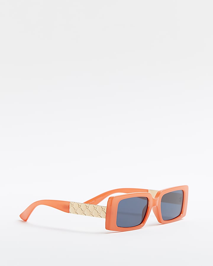 Orange rectangular frame sunglasses
