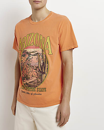 Orange Regular fit arizona graphic t-shirt