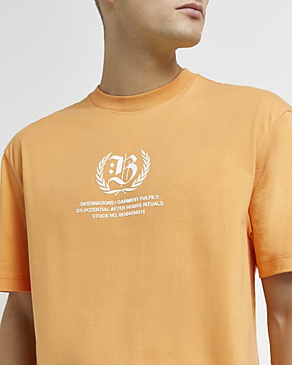 Orange regular fit graphic t-shirt