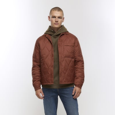 River Island Men's Quilted Bomber Jacket