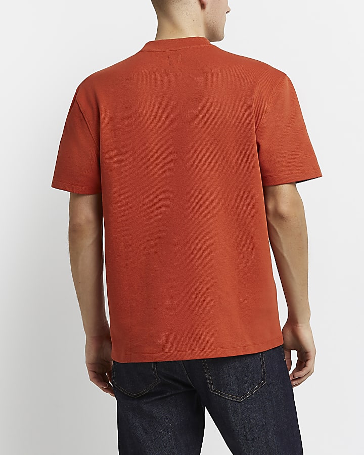 Orange regular fit twill t-shirt