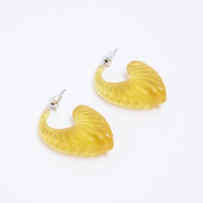 Orange resin hoop earrings River Island