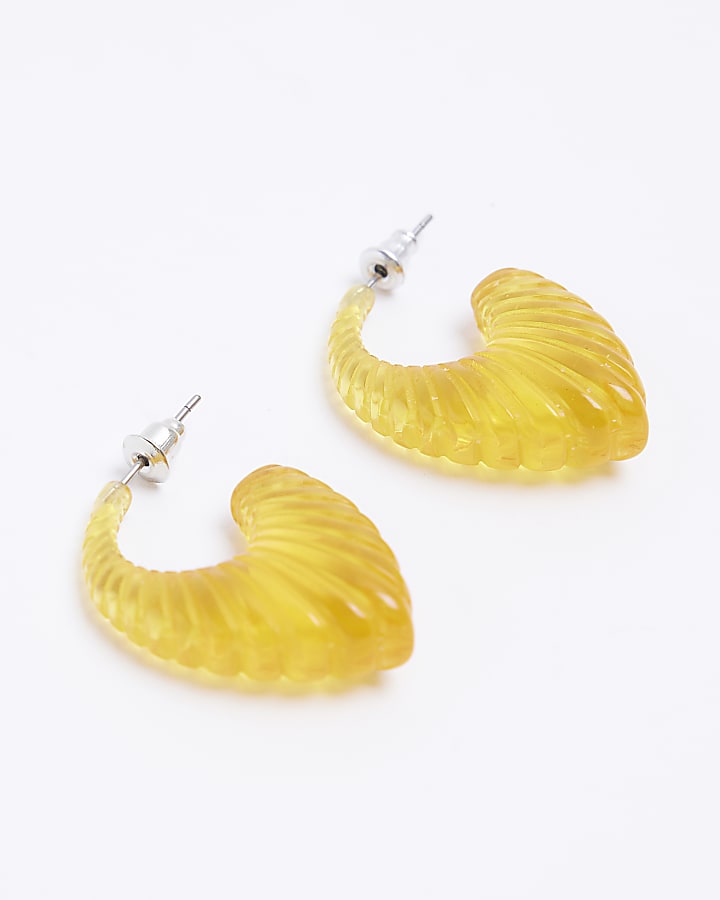 Orange resin hoop earrings