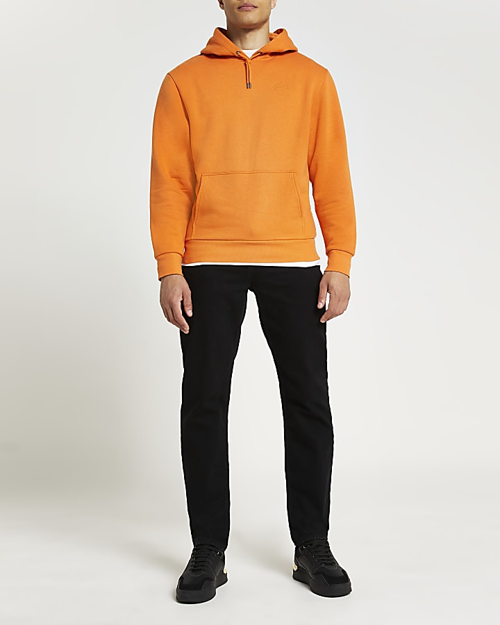 Orange RI branded regular fit hoodie