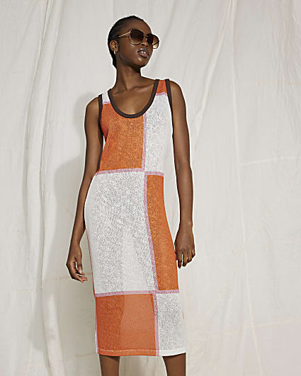 Orange RI One print midi dress