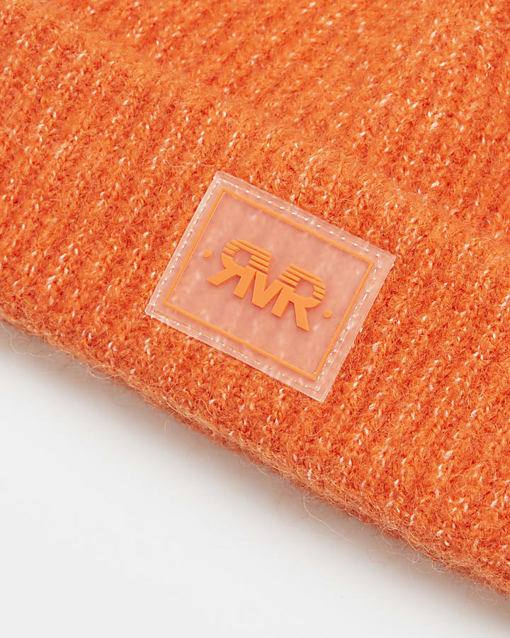 Orange RVR knitted beanie hat
