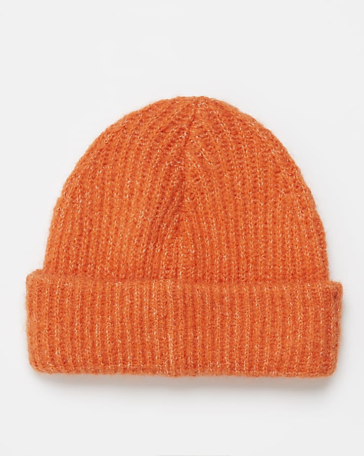 Orange RVR knitted beanie hat