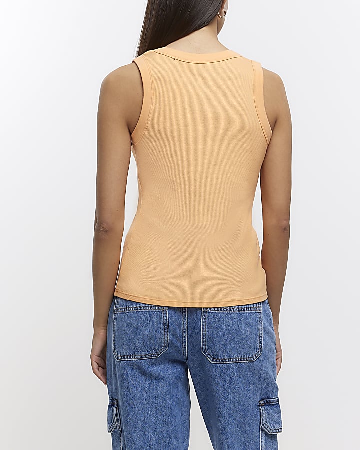 Orange scoop neck vest top