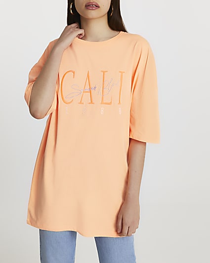 Orange short sleeve 'Cali' oversized t-shirt