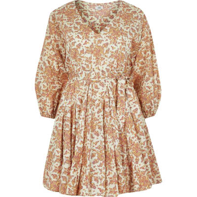 river island orange floral dress