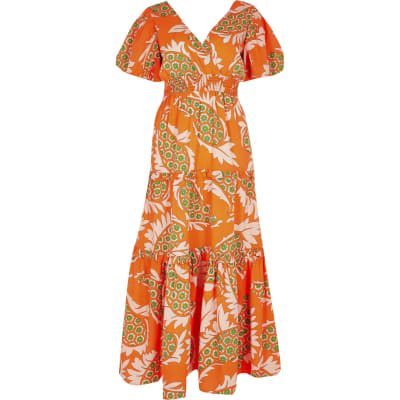 river island orange dress