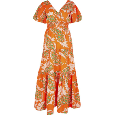 orange paisley dress