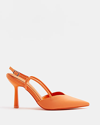 Orange slingback court shoes