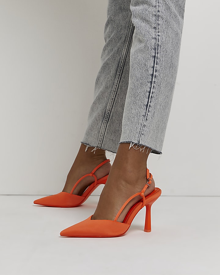 Orange slingback court shoes