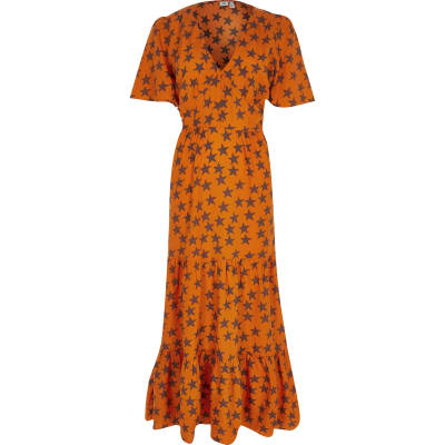 river island orange maxi dress
