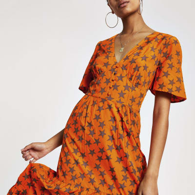 river island orange maxi dress