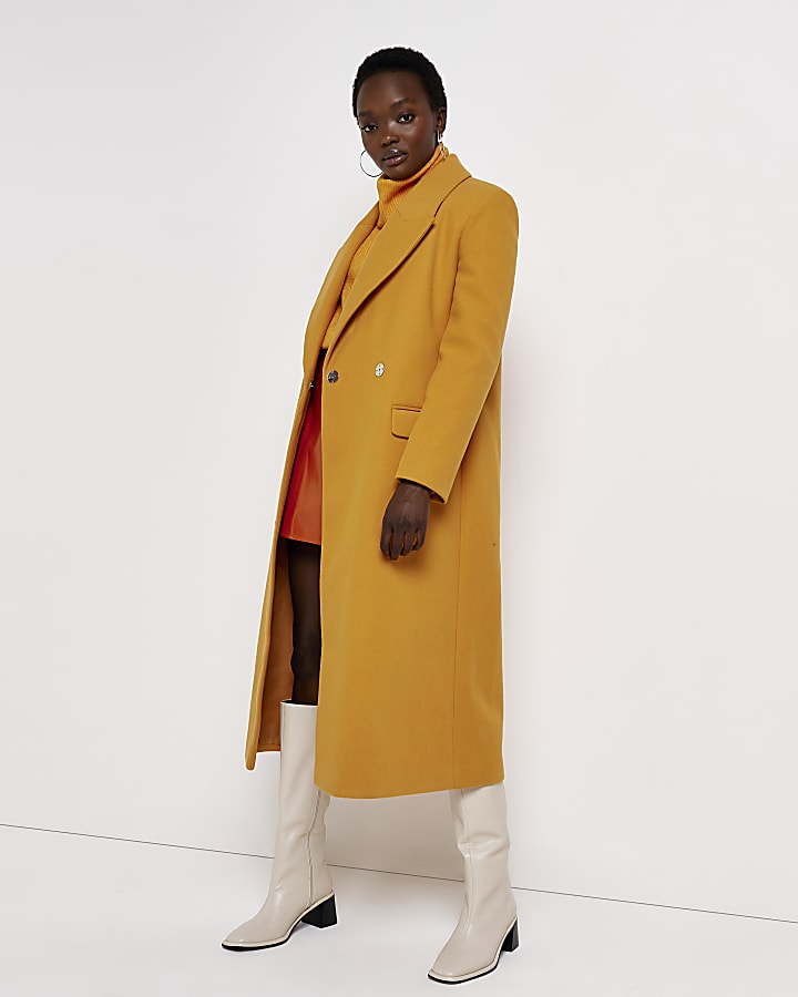 Orange straight longline coat