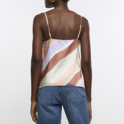 Orange stripe sleeveless cami top