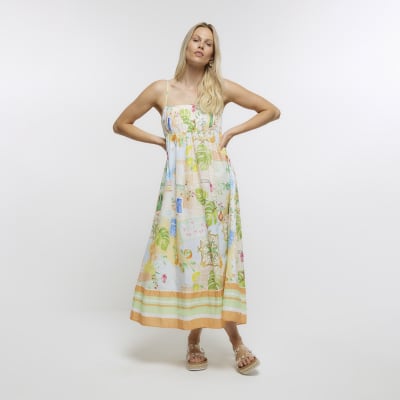 Orange Tropical print cami maxi dress | River Island