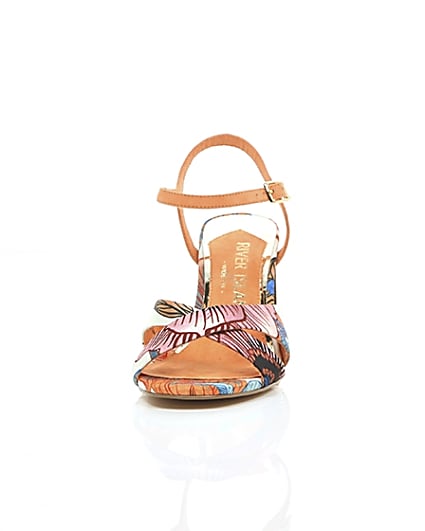 360 degree animation of product Orange wide fit floral cross strap sandals frame-3