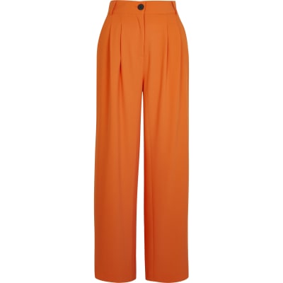 Orange wide leg trousers | River Island