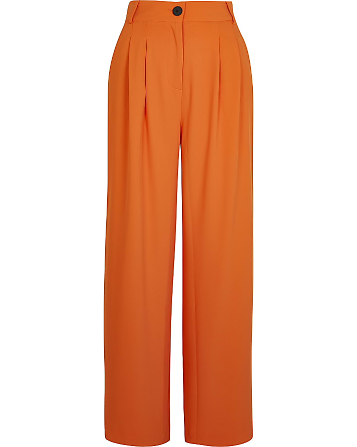 Orange wide leg trousers