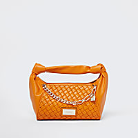 Orange woven scrunch bag