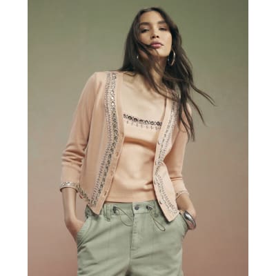 Orange Year Zero Embellished Trim Cardigan