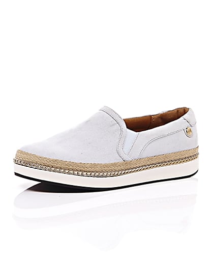 360 degree animation of product Pale blue espadrille sole plimsolls frame-0