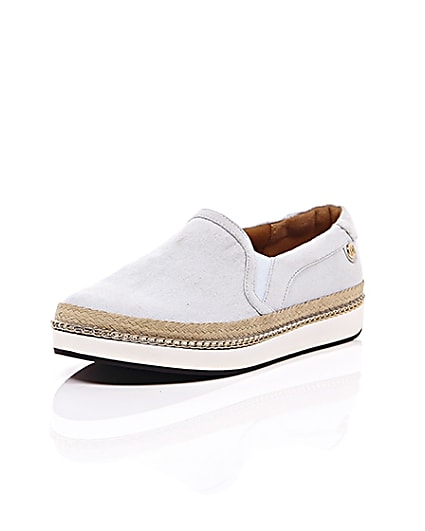 360 degree animation of product Pale blue espadrille sole plimsolls frame-1