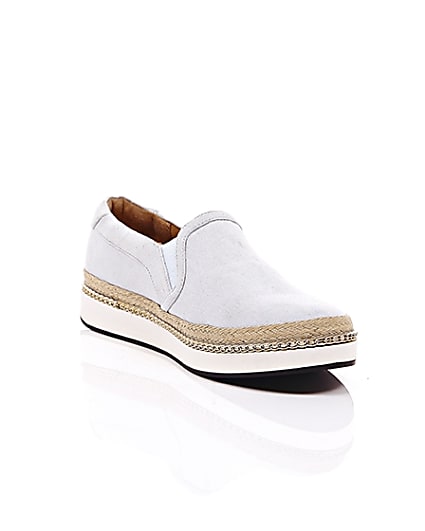 360 degree animation of product Pale blue espadrille sole plimsolls frame-6