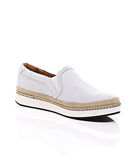 360 degree animation of product Pale blue espadrille sole plimsolls frame-7