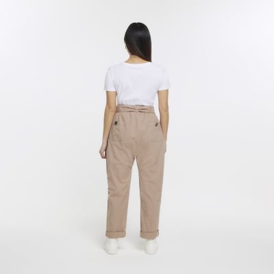 Petite beige cargo trousers | River Island