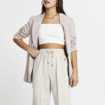 Petite beige RI cuffed joggers