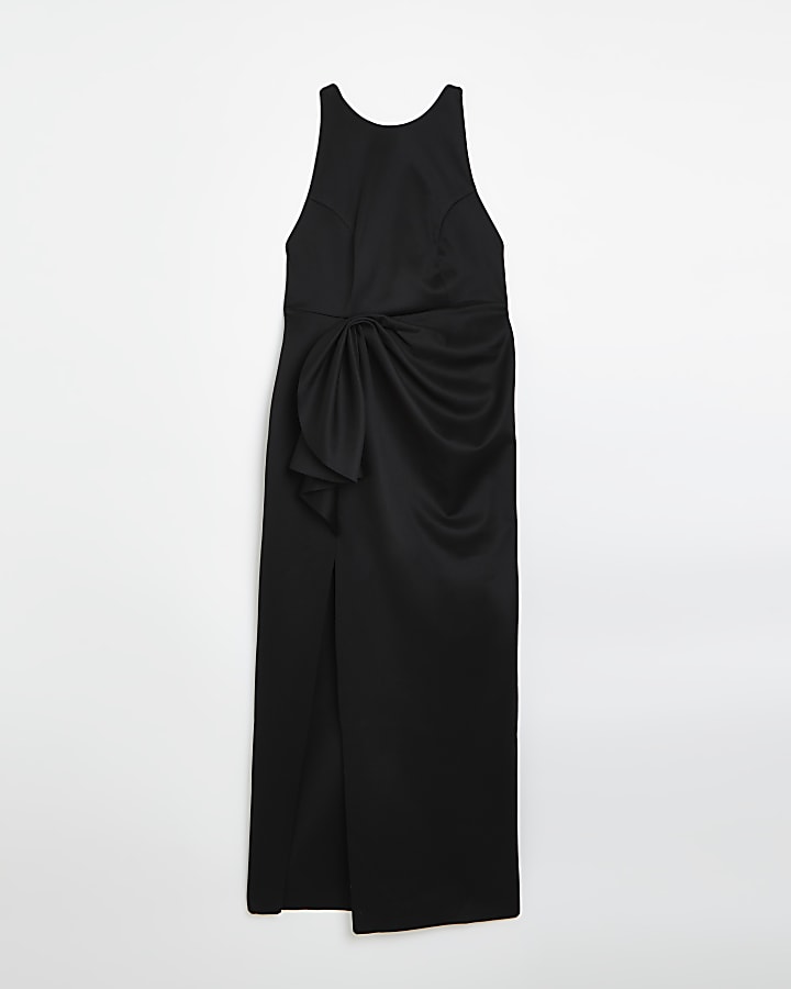Petite black backless bodycon maxi dress