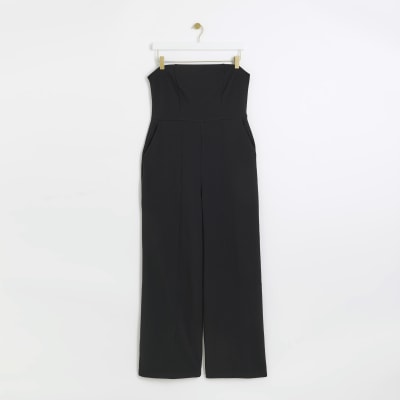 Petite black bandeau jumpsuit River Island