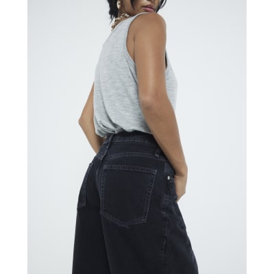 Petite Black Barrel Jeans River Island