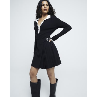 ★RAIVE★ Belted Pleats Mini Skirt in Black VW4AS32910 Belted Pleats Mini Skirt in Black VW4AS329-10 - 레이브