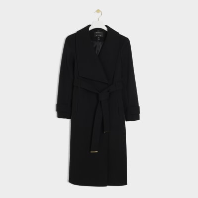 Petite black wrap coat hotsell