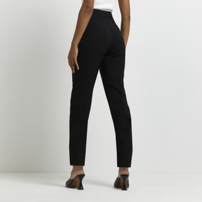 River Island Petite split front cigarette trouser in black