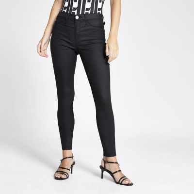 river island black coated molly jeggings