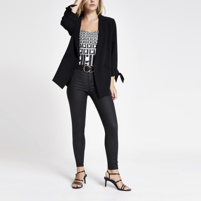 river island black coated molly jeggings
